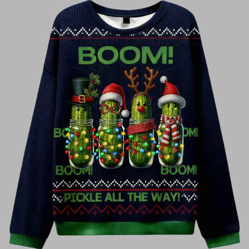 Boom Pickle All The Way Ugly Christmas Sweater 3 Boom Pickle All The Way Ugly Christmas Sweater 3