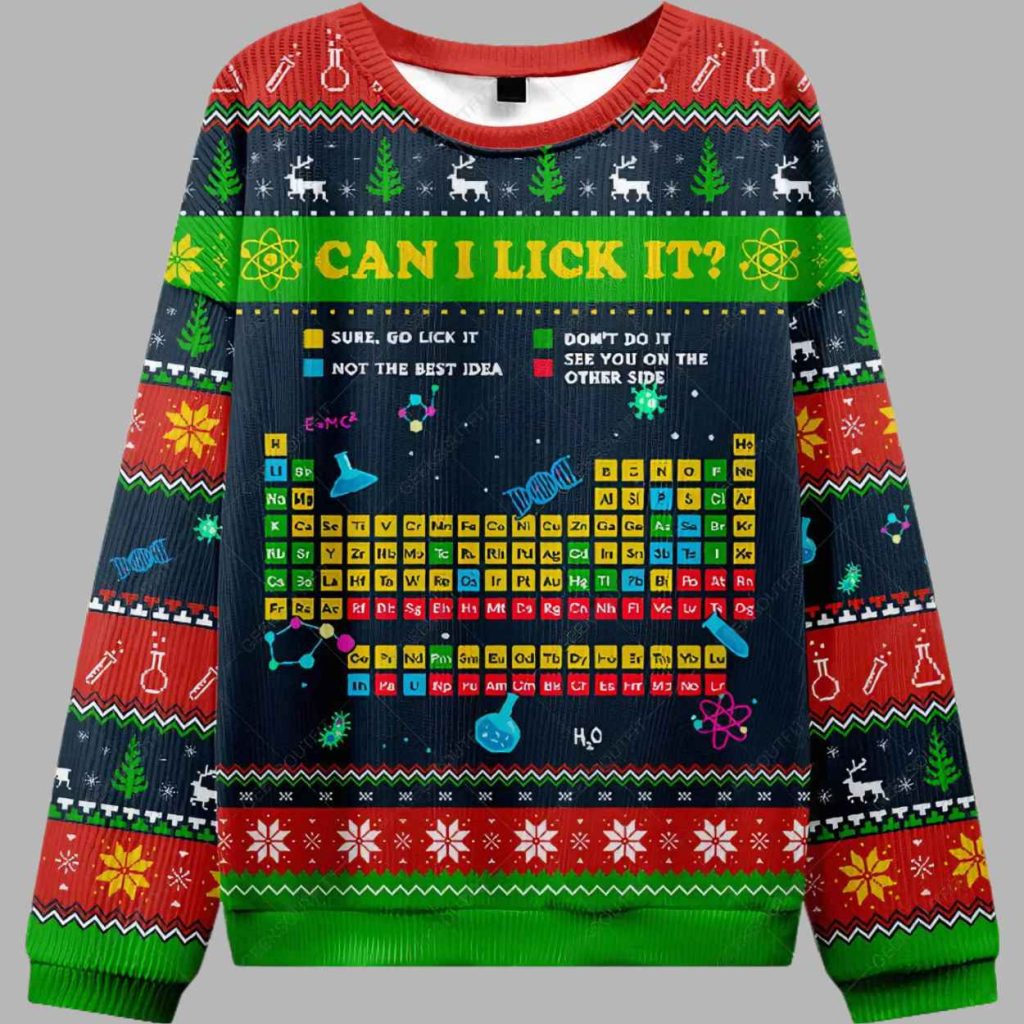 Can I Lick It Periodic Table Ugly Christmas Sweater 3