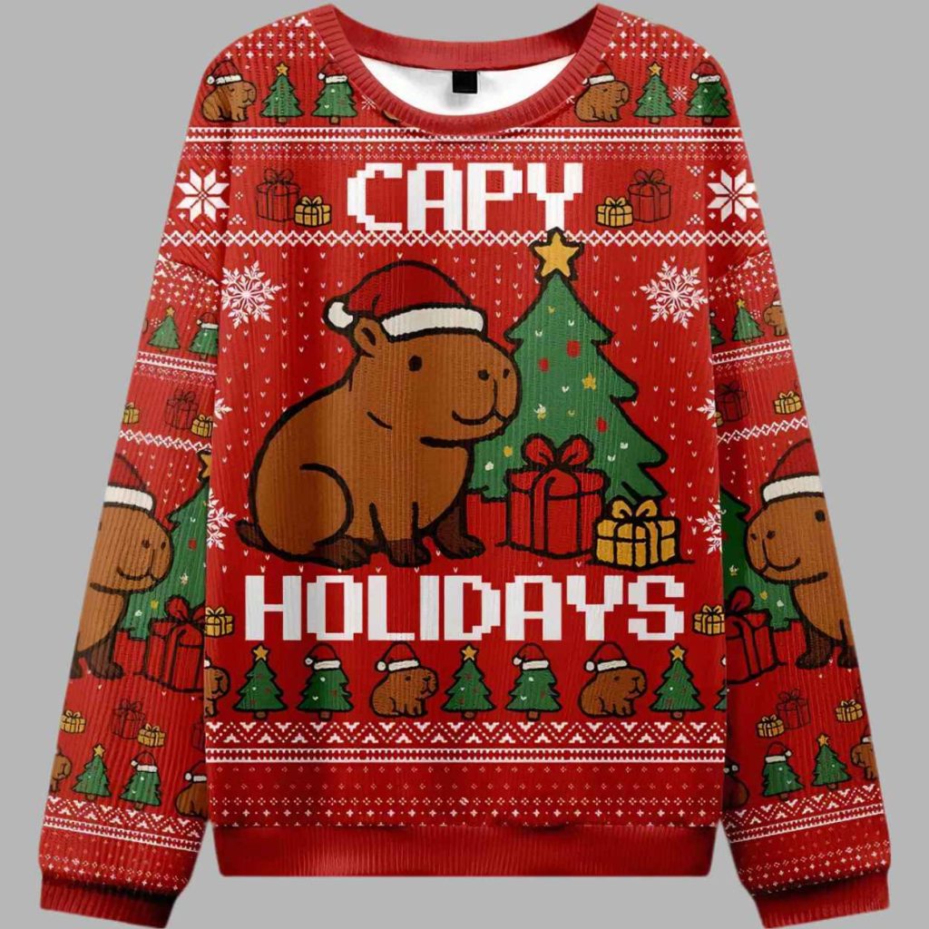 Capybara Celebration Christmas Ugly Christmas Sweater 3