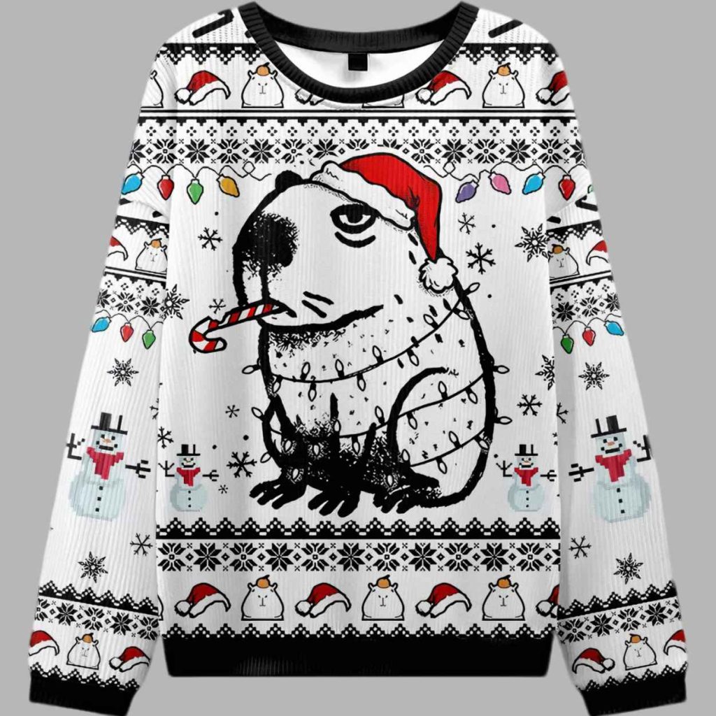 Capybara Smoking Ugly Christmas Sweater 3