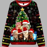 Cats and Christmas trees Ugly Christmas Sweater