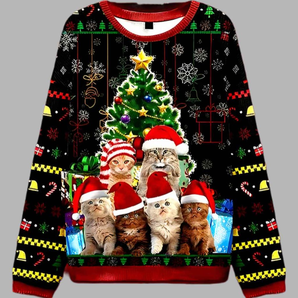 Cats and Christmas trees Ugly Christmas Sweater 2