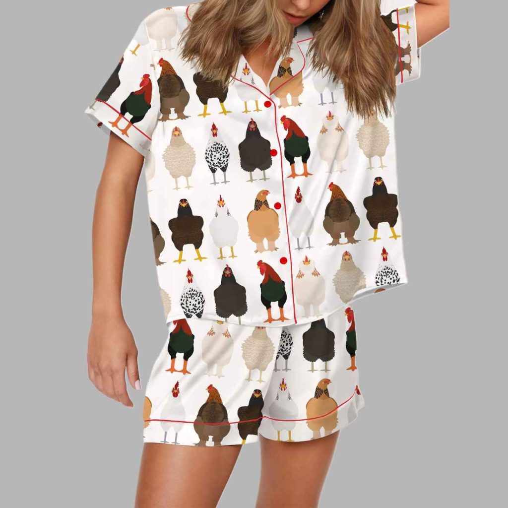 Chicken Mom Silky Satin Pajama Set 5
