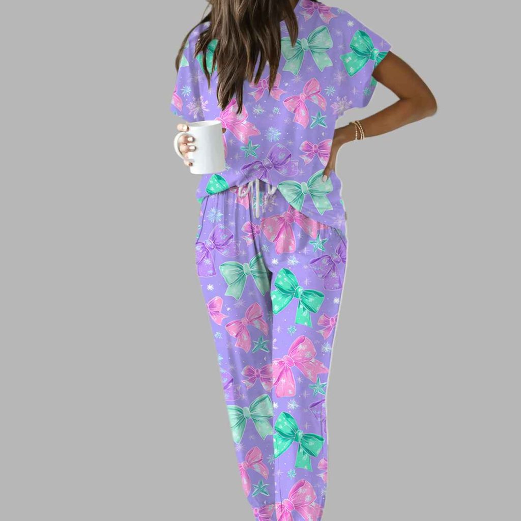Christmas Bows Casual Pajama Set 3