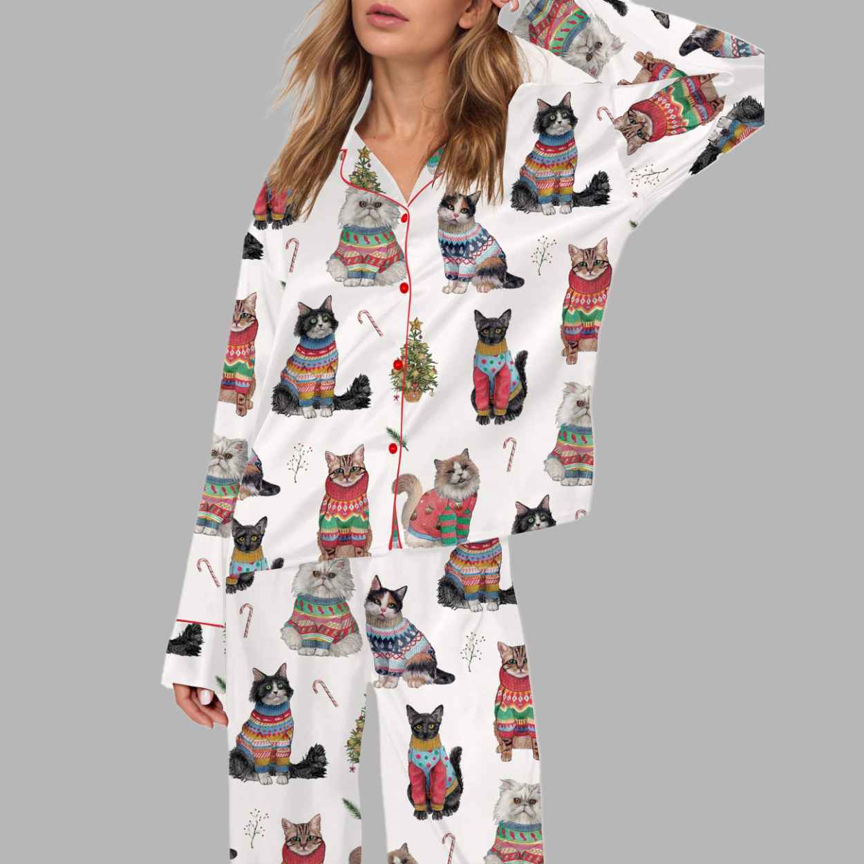 Christmas Cats Silky Satin Pajama Set 1 Christmas Cats Silky Satin Pajama Set 1