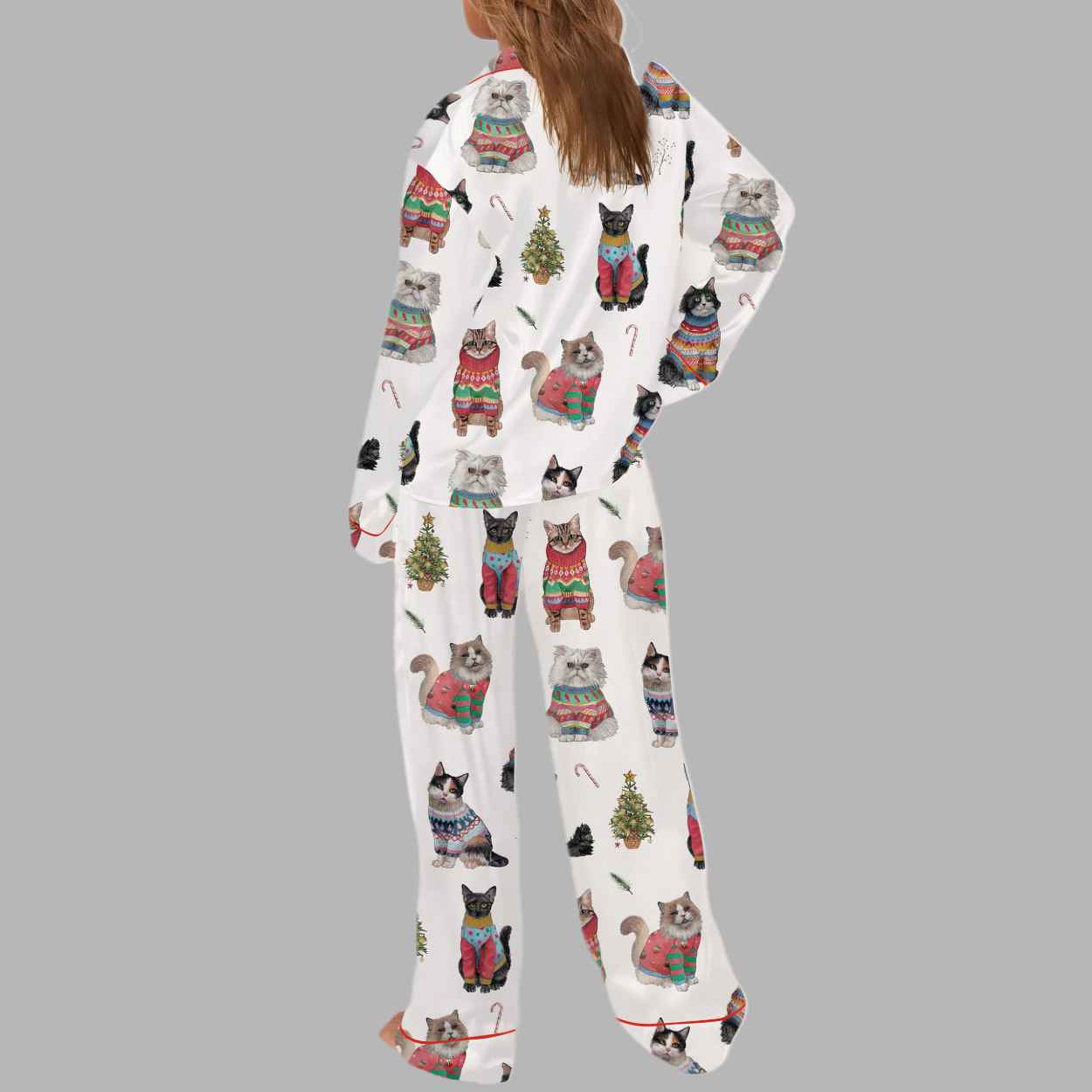 Christmas Cats Silky Satin Pajama Set 3 Christmas Cats Silky Satin Pajama Set 4