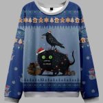 Christmas Chaos Cat Crow And Fish Unite Ugly Christmas Sweater