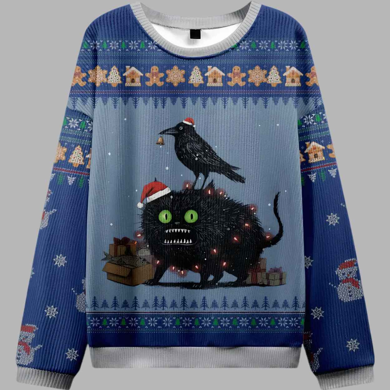 Christmas Chaos Cat Crow And Fish Unite Ugly Christmas Sweater 1 Christmas Chaos Cat Crow And Fish Unite Ugly Christmas Sweater 1