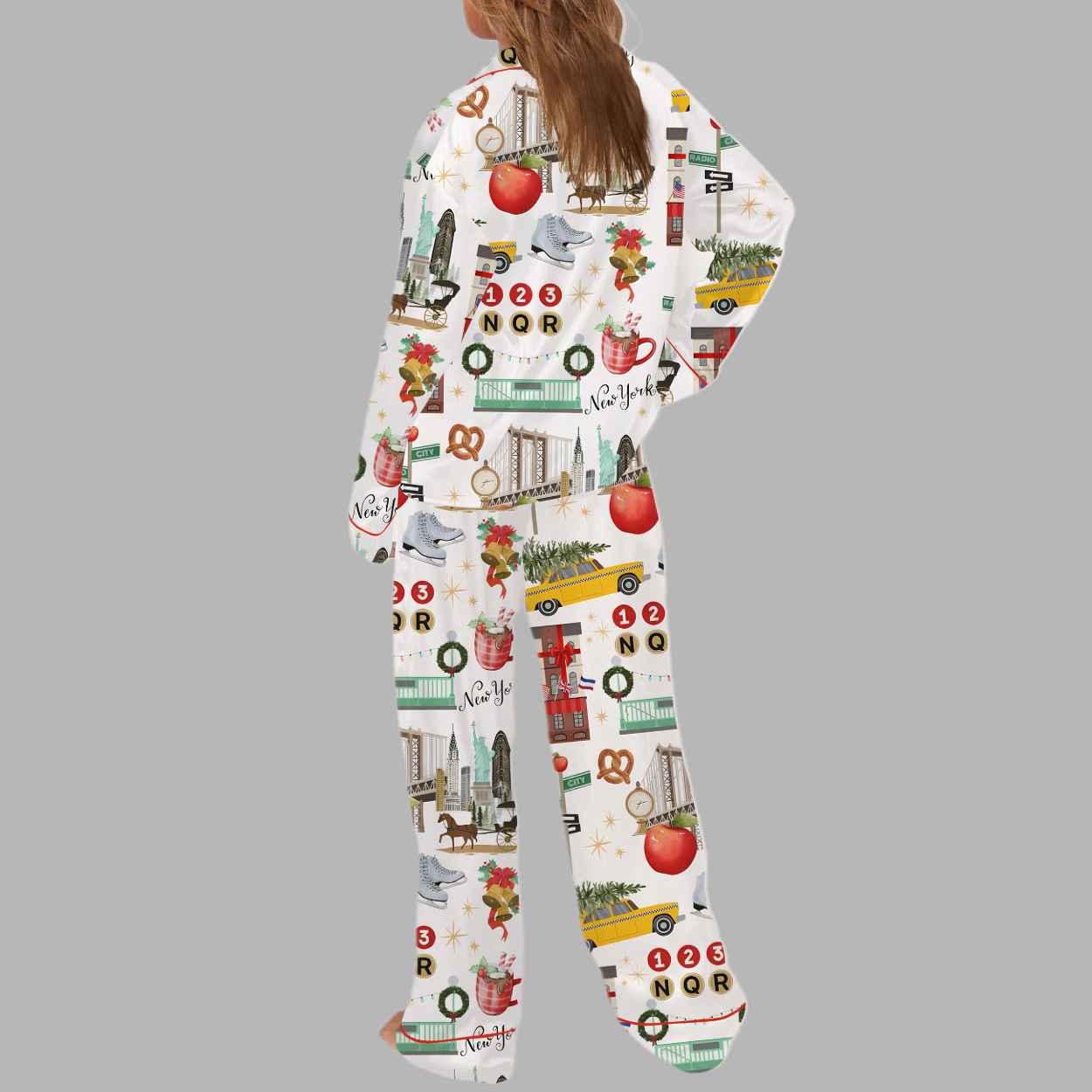 Christmas In New York Silky Satin Pajama Set 3 Christmas In New York Silky Satin Pajama Set 4