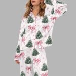 Coquette Christmas Tree Silky Satin Pajama Set