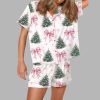 Coquette Christmas Tree Silky Satin Pajama Set 5