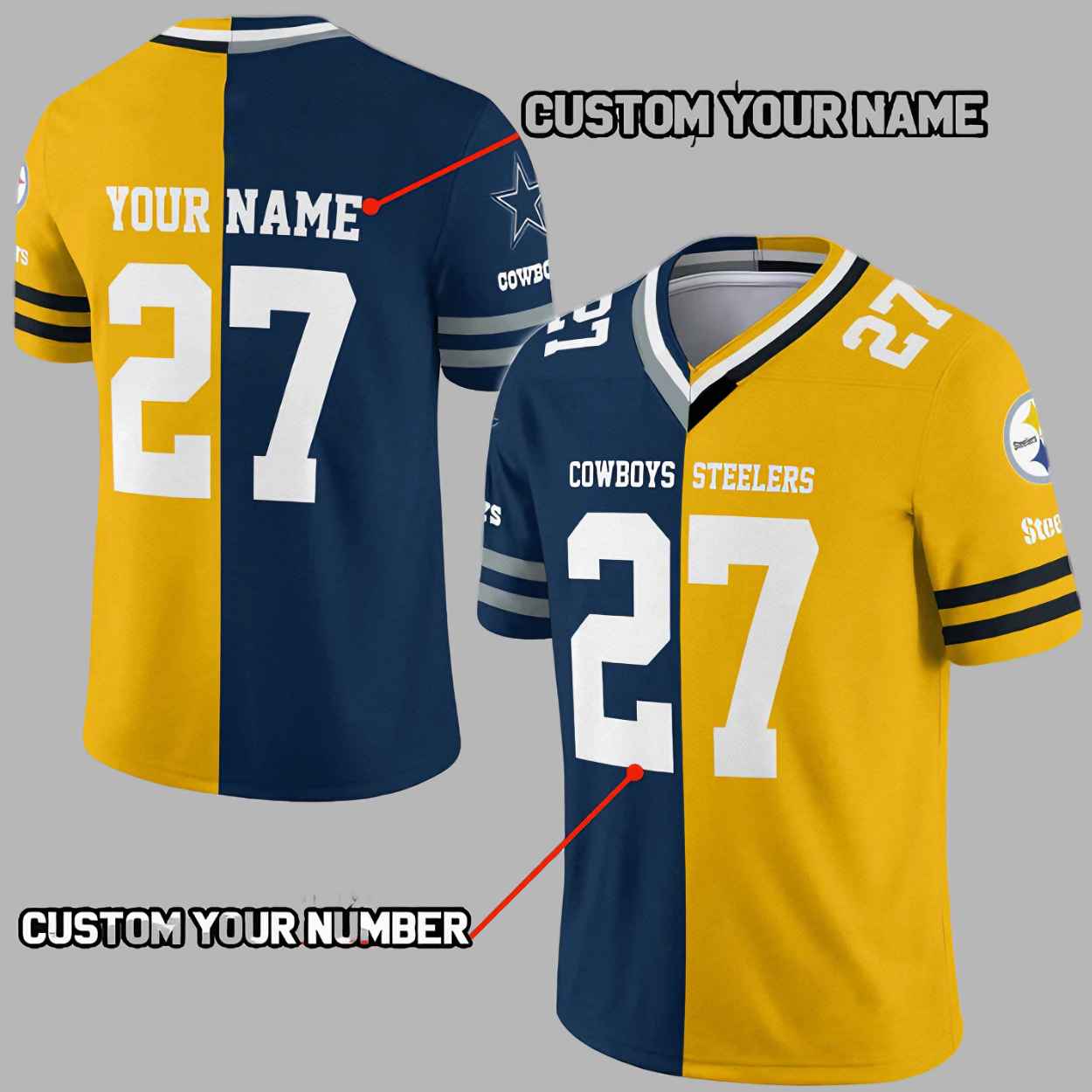 Cowboys x Steelers Custome Name And Number Jersey 1 Cowboys x Steelers Custome Name And Number Jersey 1