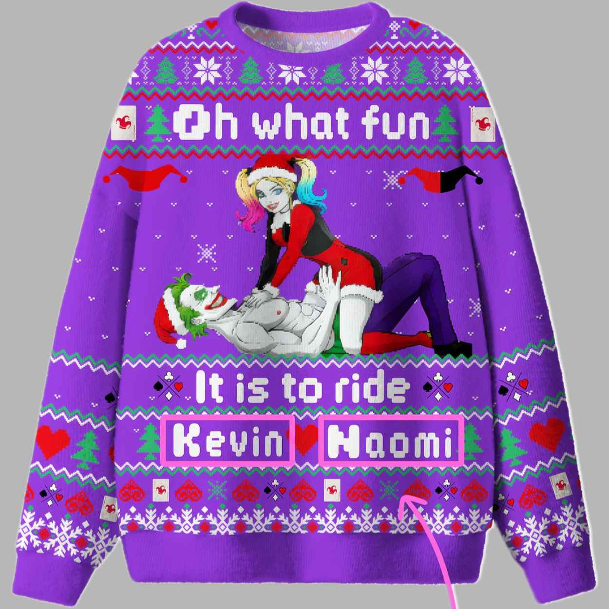 Custom Couple Name Oh What Fun It Is To Ride Ugly Christmas Sweater 1 Custom Couple Name Oh What Fun It Is To Ride Ugly Christmas Sweater 1