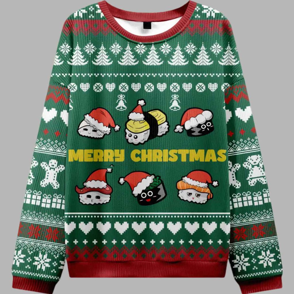 Cute Sushi Cat Ugly Christmas Sweater 3
