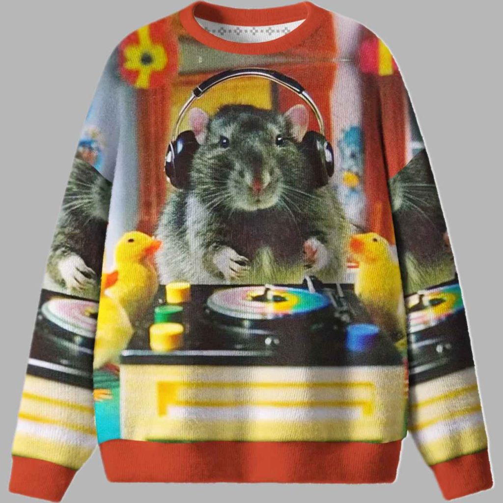 DJ Rat Duck Ugly Christmas Sweater 3 DJ Rat Duck Ugly Christmas Sweater 3