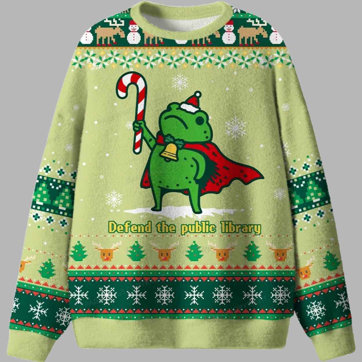 Defend The Public Library Ugly Christmas Sweater 1 Defend The Public Library Ugly Christmas Sweater 1