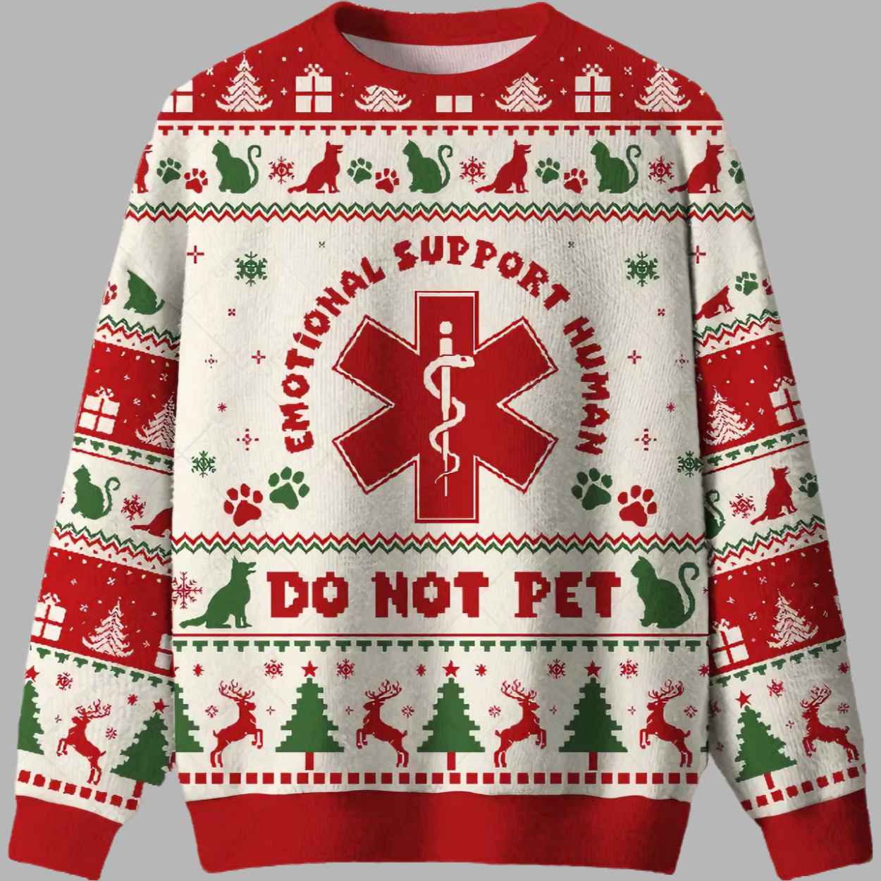 EMOTIONAL SUPPORT HUMAN Ugly Christmas Sweater 1 EMOTIONAL SUPPORT HUMAN Ugly Christmas Sweater 1