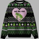 Eat The Rich Frog Ugly Christmas Sweater
