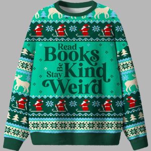 Read Books Be Kind Stay Weird Ugly Christmas Sweater 2