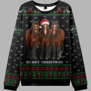 The Christmas Horse Is Looking At You Ugly Christmas Sweater 1