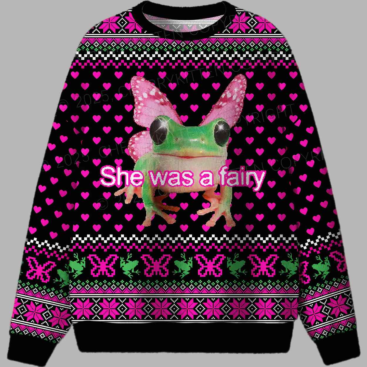 Fairy Frog She Was A Fairy Ugly Christmas Sweater 2 Fairy Frog She Was A Fairy Ugly Christmas Sweater 3