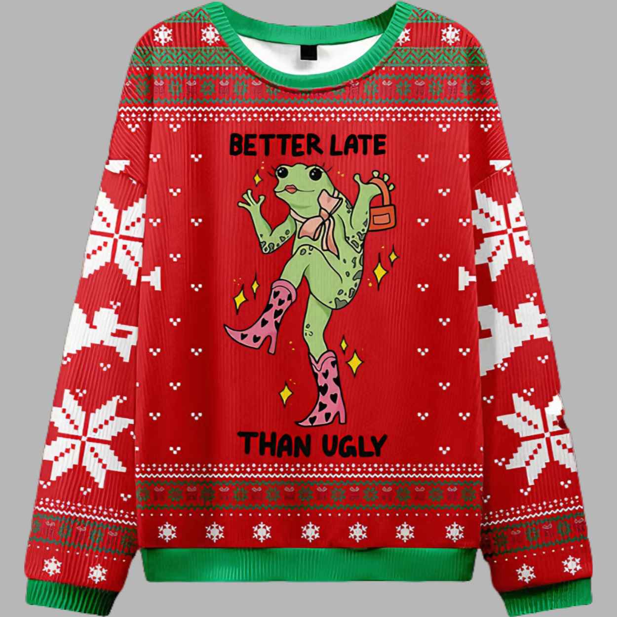 Frog Better Late Than Ugly Ugly Christmas Sweater 2 Frog Better Late Than Ugly Ugly Christmas Sweater 3