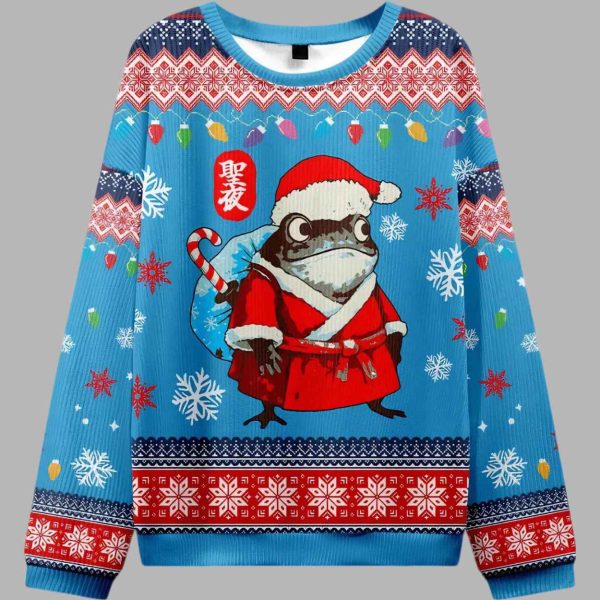 Frog Brings Gifts Ugly Christmas Sweater 2
