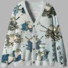Frog Samurai Ugly Cardigan Sweater 4 Frog Samurai Ugly Cardigan Sweater 2