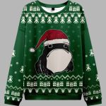 Frog Wearing Santa Hat Green Ugly Christmas Sweater