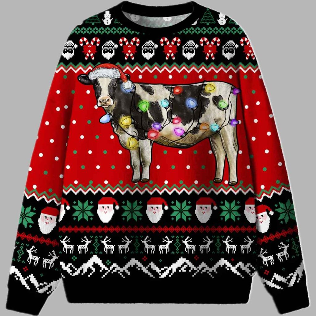 Glitter Cow Ugly Christmas Sweater 3