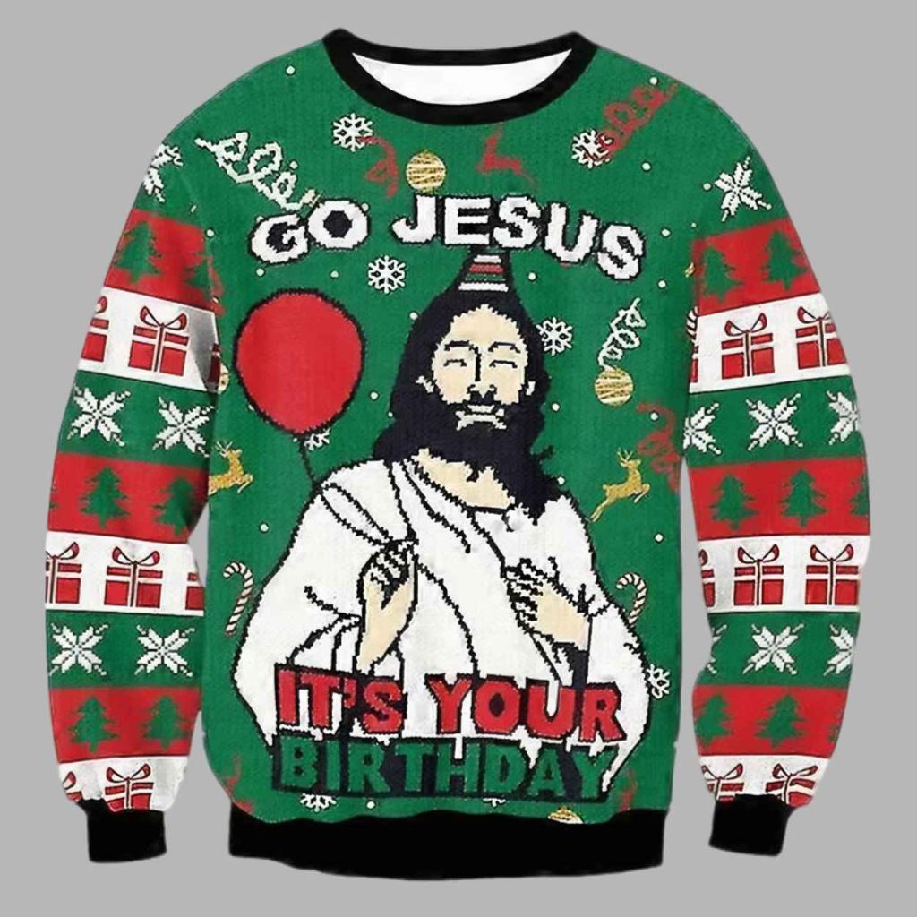 Go Jesus Its Your Birthday Funny Ugly Christmas Sweater 3