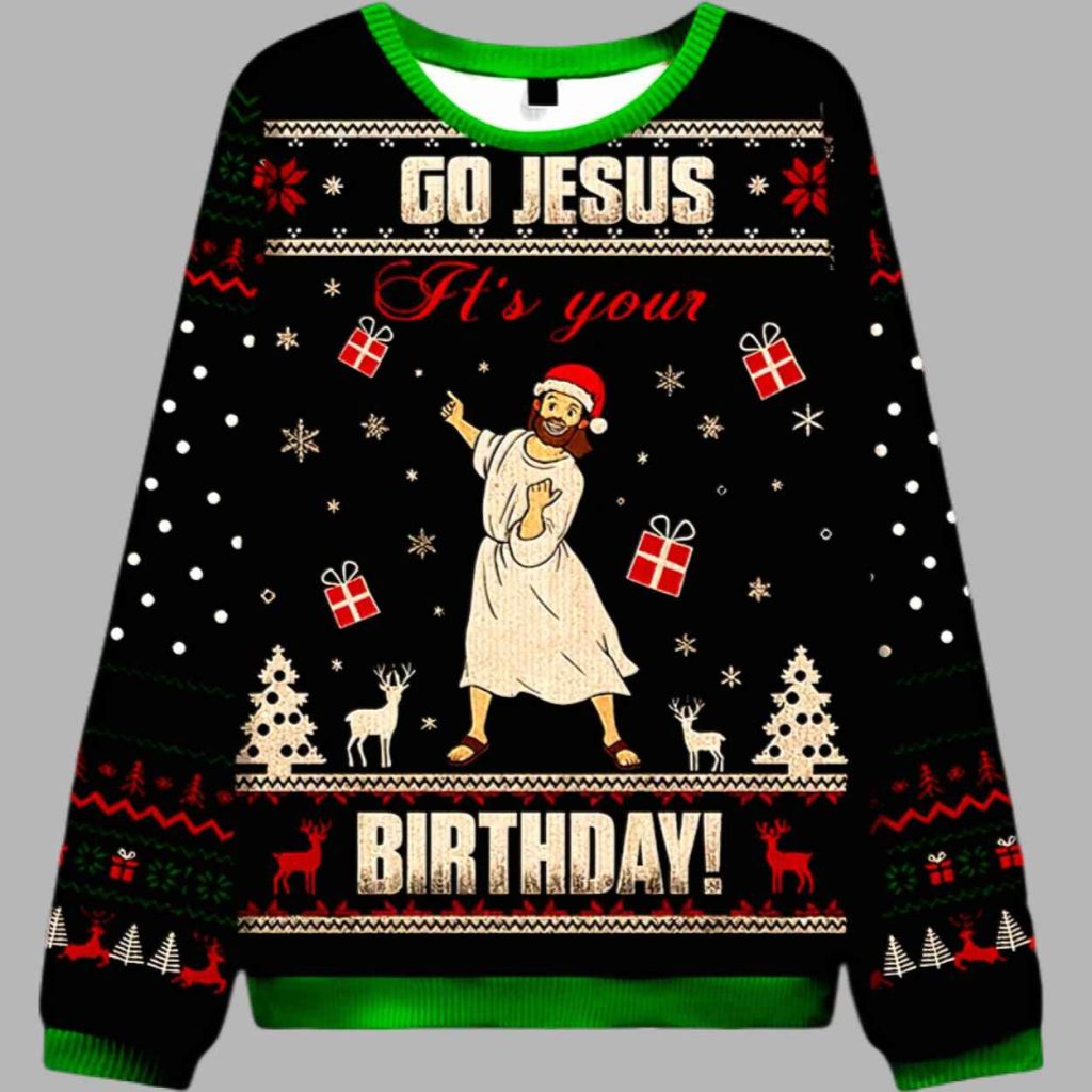 Go Jesus Its Your Birthday Ugly Christmas Sweater 3