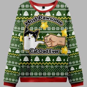 Funny Cat Mom And Dad Ugly Christmas Sweater 2