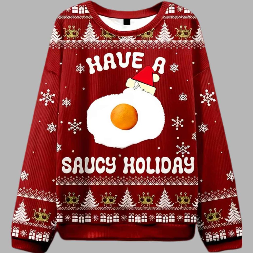 Have A Saucy Holiday Ugly Christmas Sweater 2 Have A Saucy Holiday Ugly Christmas Sweater 2
