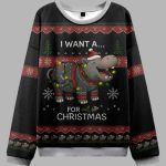 I Want a Moo Deng Ugly Christmas Sweater