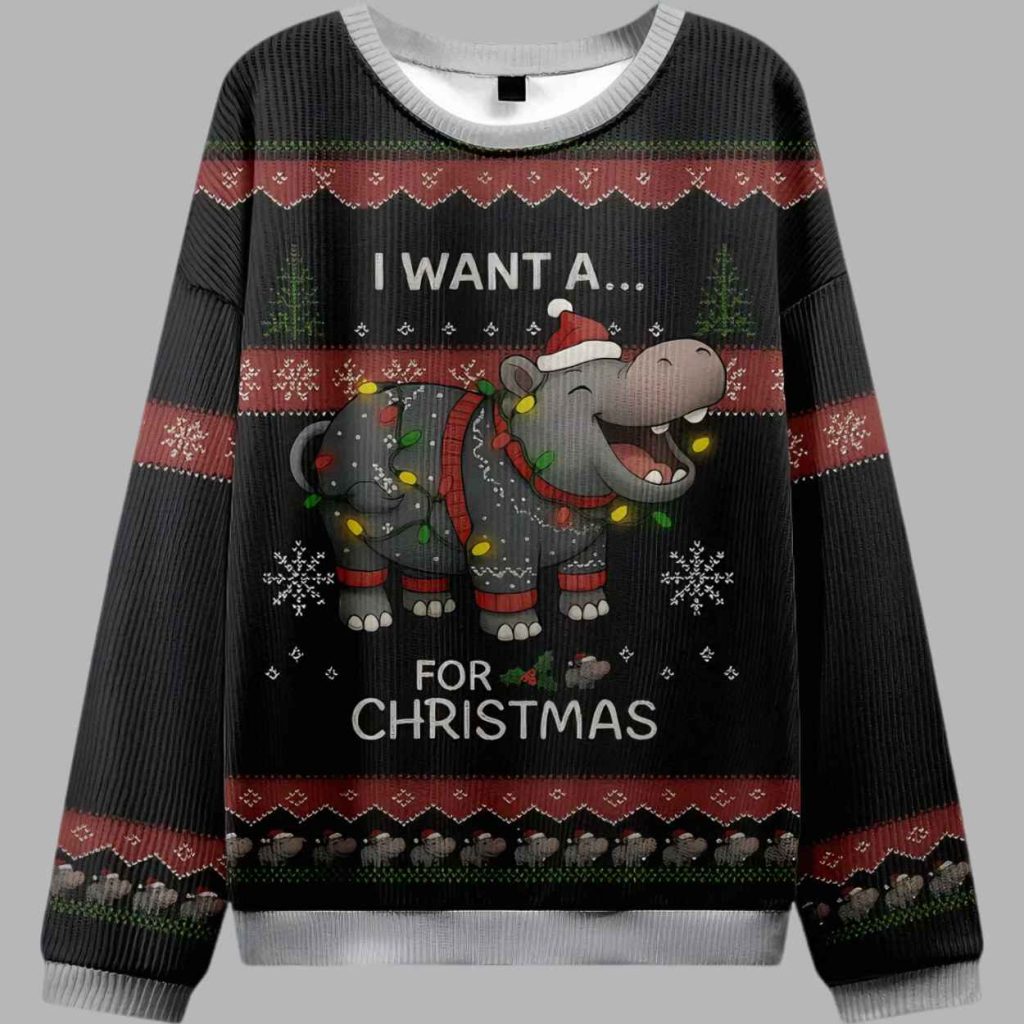 I Want a Moo Deng Ugly Christmas Sweater 2 I Want a Moo Deng Ugly Christmas Sweater 2