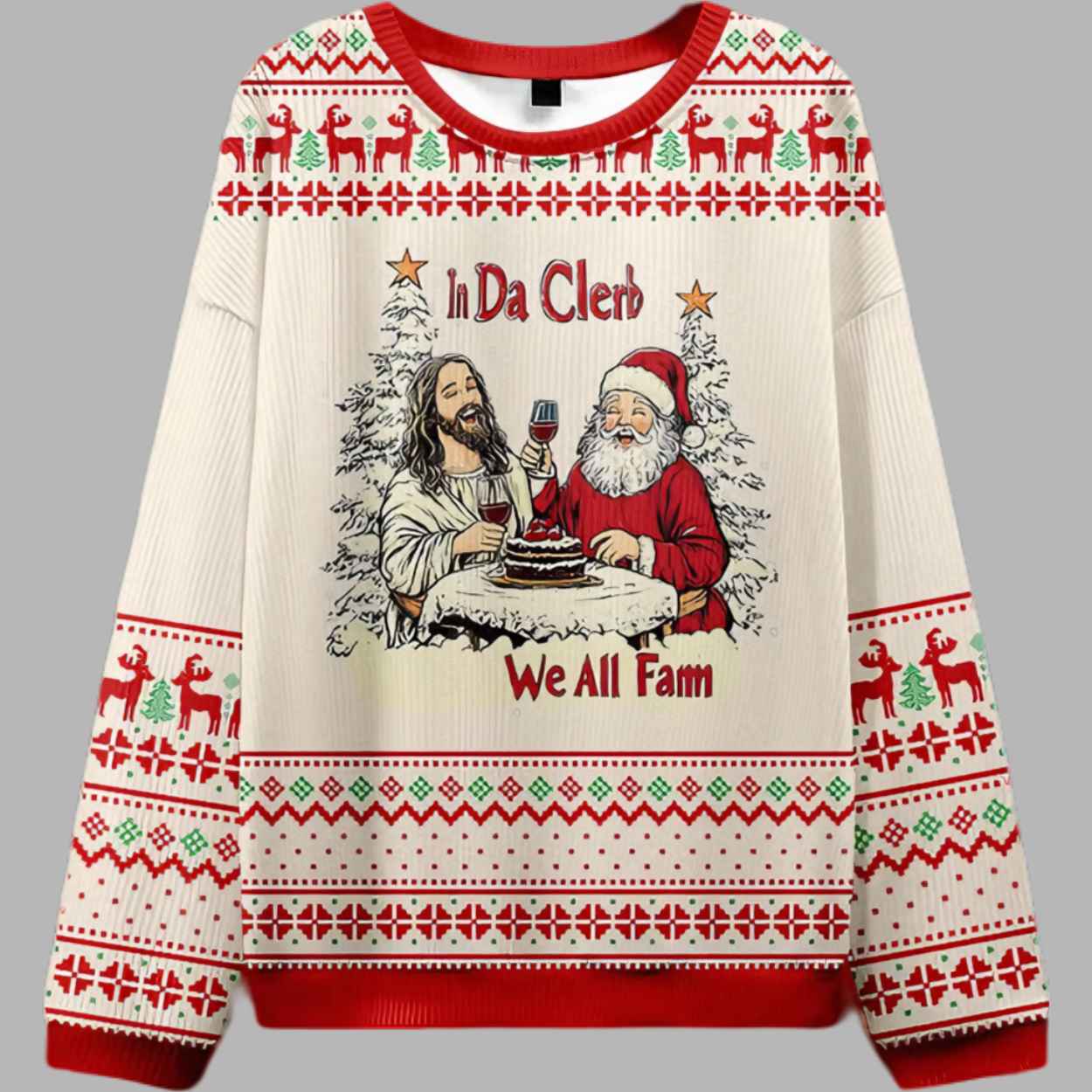 In Da Clerb We All Fam Jesus Christian Ugly Christmas Sweater 1 In Da Clerb We All Fam Jesus Christian Ugly Christmas Sweater 2
