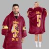 Jayden Daniels 5 Washington Football Unisex Blanket Hoodie 2