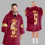 Jayden Daniels 5 Washington Football Unisex Blanket Hoodie