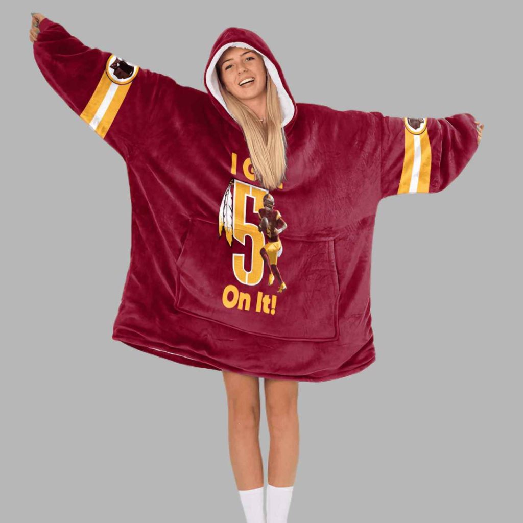 Jayden Daniels 5 Washington Football Unisex Blanket Hoodie 3