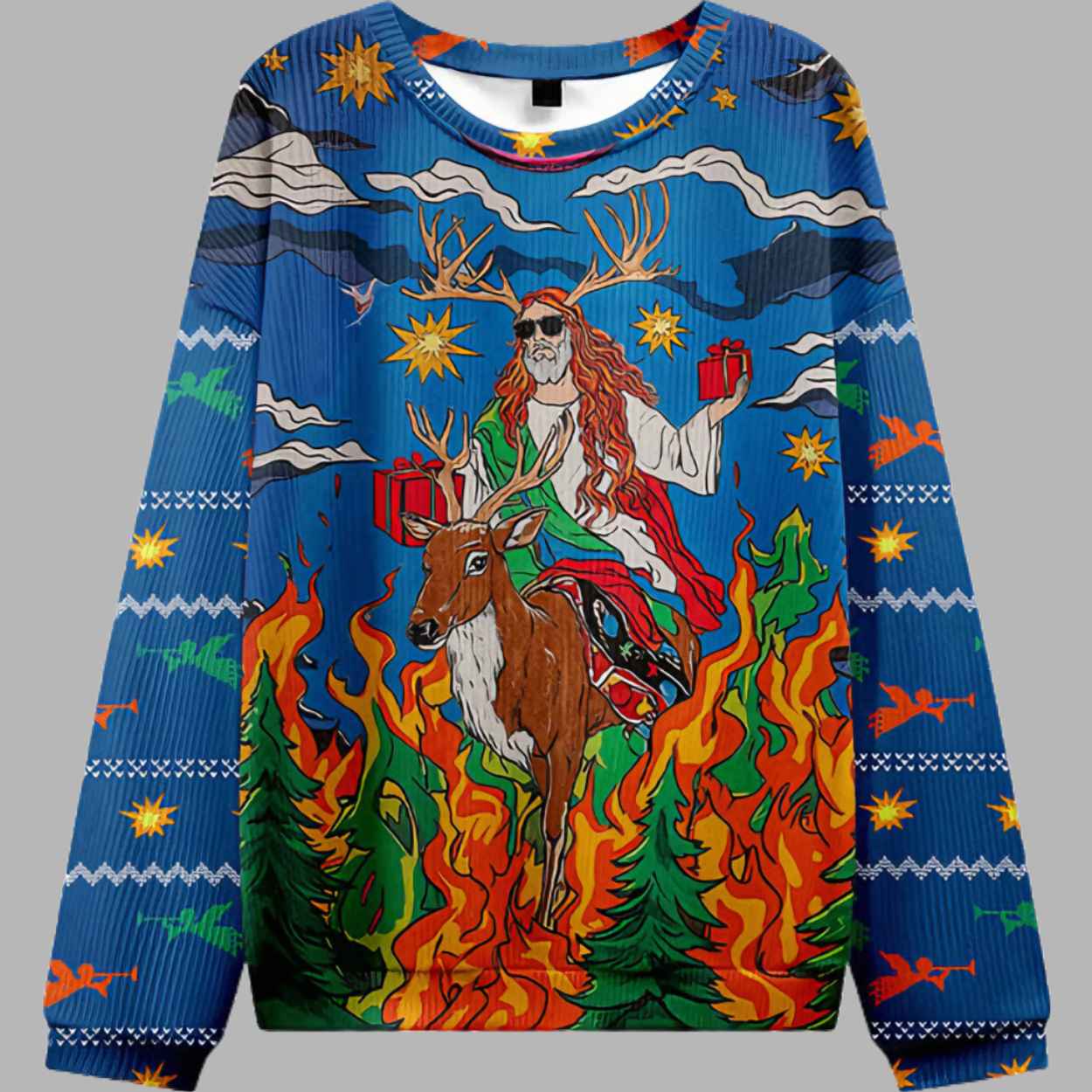 Jesus Riding A Reindeer Christian Ugly Christmas Sweater 1 Jesus Riding A Reindeer Christian Ugly Christmas Sweater 2