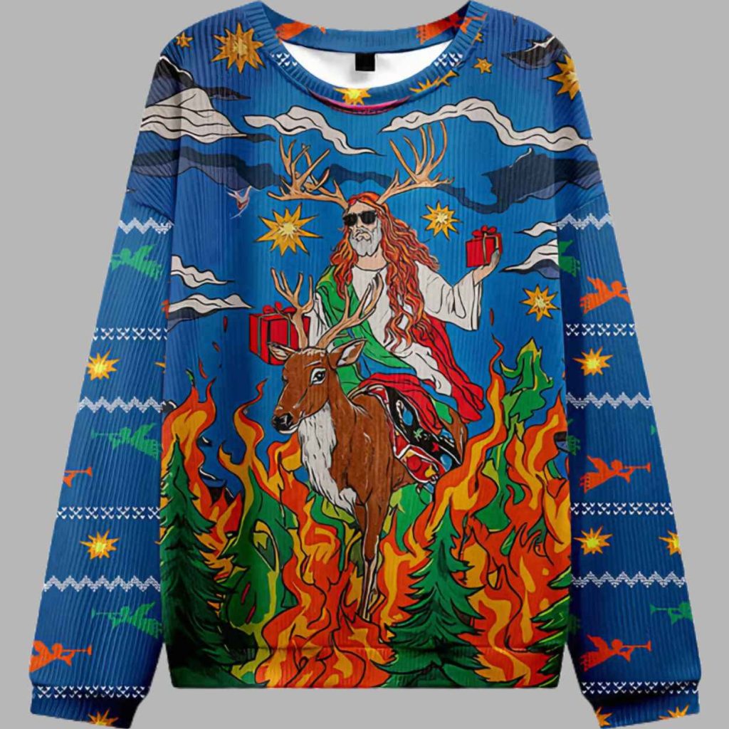 Jesus Riding A Reindeer Christian Ugly Christmas Sweater 3 Jesus Riding A Reindeer Christian Ugly Christmas Sweater 3
