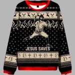 Jesus Saves Baseball Ugly Christmas Sweater