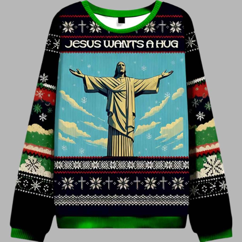 Jesus Wants A Hug Ugly Christmas Sweater 3