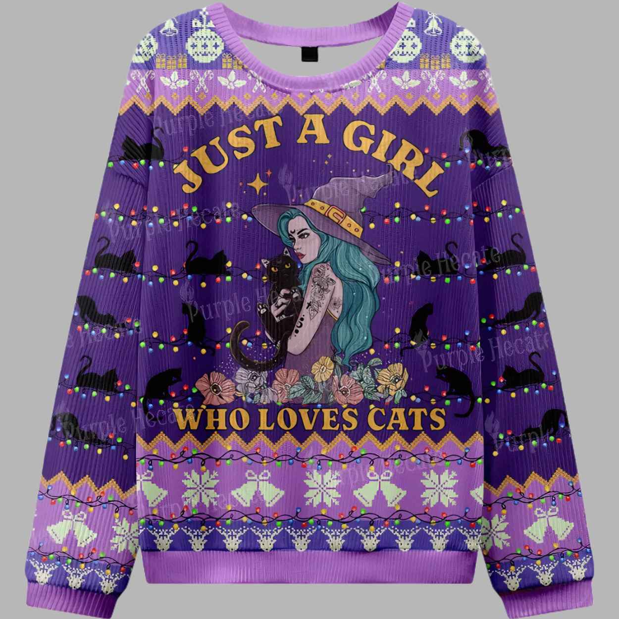 Just A Girl Who Loves Cats Ugly Christmas Sweater 2 Just A Girl Who Loves Cats Ugly Christmas Sweater 2