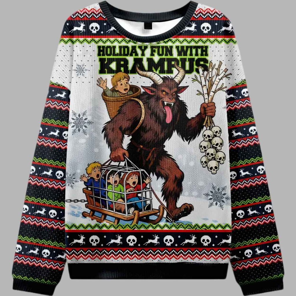 Krampus Catches Children Christmas Ugly Sweater 3 Krampus Catches Children Christmas Ugly Sweater 3