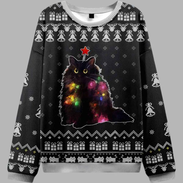 Lights Cat Ugly Christmas Sweater 3