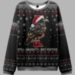 Lights Santa Raven Still Naughty But Festive Ugly Christmas Sweater