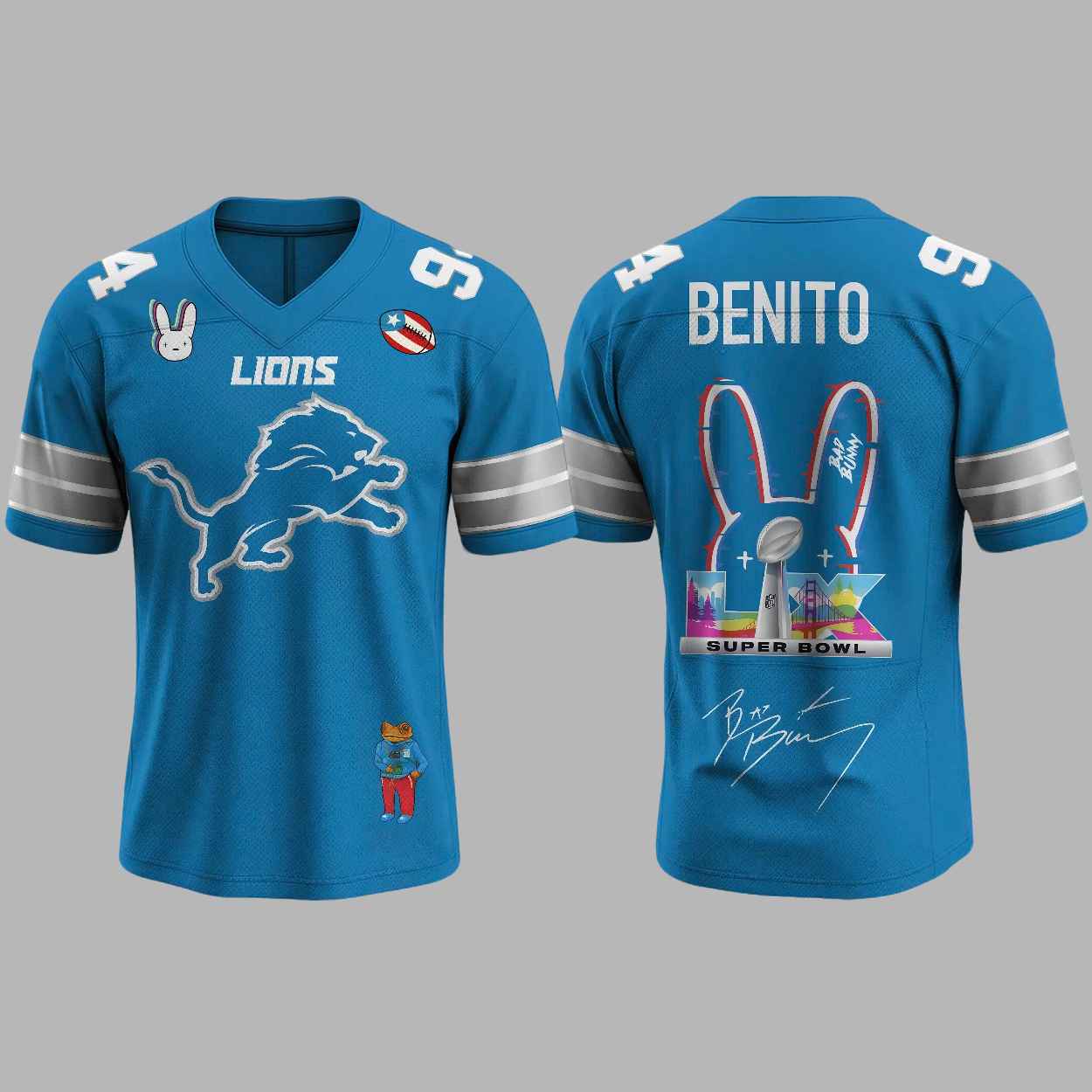 Lions Bad Bunny 2026 Halftime Show Custom Name And Number Jersey 1 Lions Bad Bunny 2026 Halftime Show Custom Name And Number Jersey 2