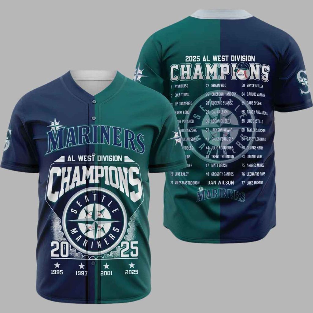 Mariners Champions 2025 AL West Division Jersey 3